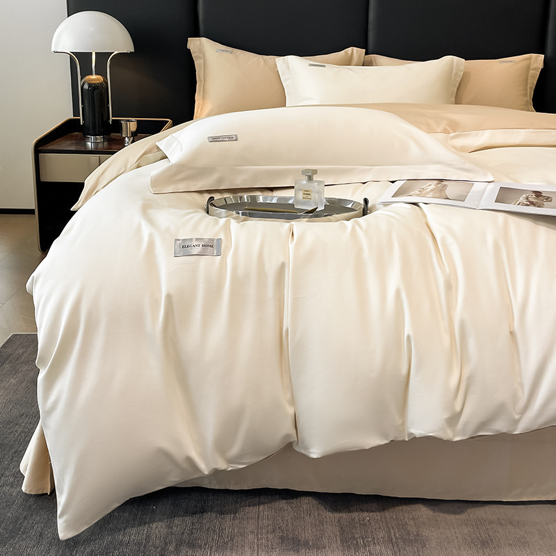 Juego de cuatro piezas de algodón de fibra larga, modelo nuevo 2024, 60 unidades, funda nórdica totalmente de algodón, estilo de sábana bajera individual, estilo de lujo ligero.