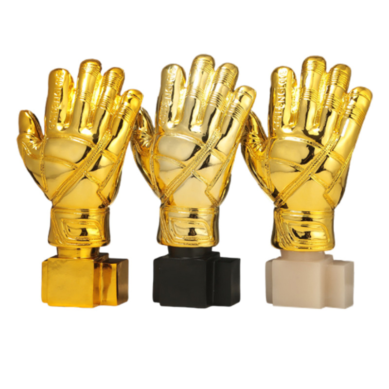 Copa de Europa Trofeo de portero de fútbol Guantes de oro Tirador de portero Trofeo de pelota de oro Partido de resina Trofeo de fútbol grabado