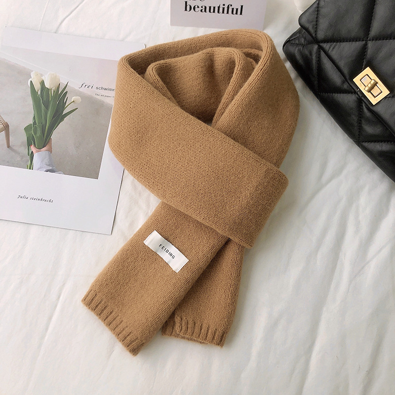 Feiding no mirando Corea del Sur Dongdaemun nuevo color puro de punto cálido cuello engrosado bufanda estudiante pequeña bufanda