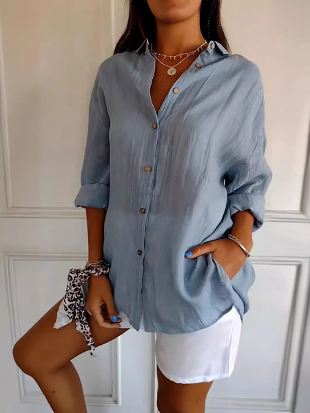 2026 new single-breasted pleated lapel shirt independent station…