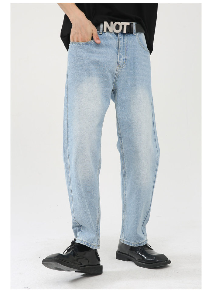 Quần jean nam ống thẳng lửng 9 tấc cạp vừa phong cách Hàn Quốc — Màu xám, Màu đen, Xanh denim, Xanh lam đậm chi tiết 17