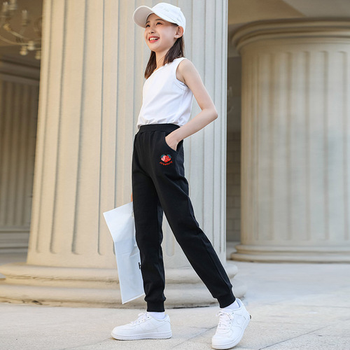 Girls' pants spring 2024 new children's sweatpants sweatpants medium and large children's casual pants loose elastic pants