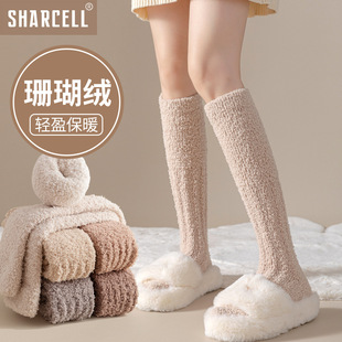 Coral Velvet Socks Women's Foot Socks Autumn and Winter Stocking Postpartum Stocking fleece-lined Thickened Warm Sleep Socks