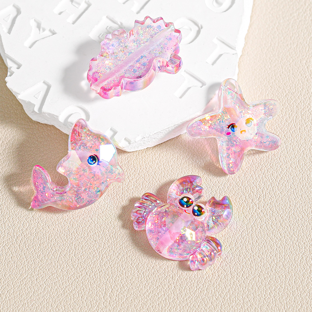 Gradiente Xingyao dibujos animados transparente resina chapa a través de agujeros beads diy accesorios de joyería a granel