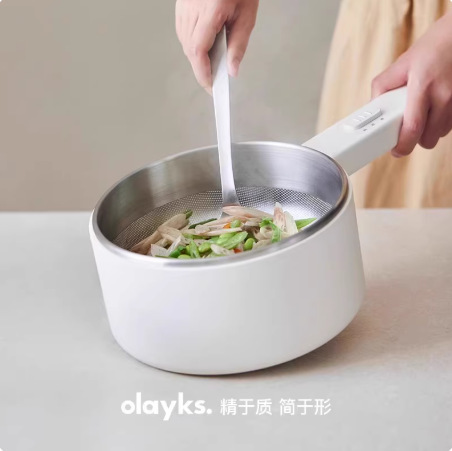olayks立时0涂层不锈钢电煮锅家用宿舍学生多功能小型电锅电炒锅|undefined