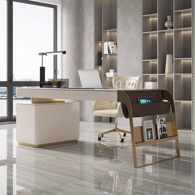 Rock plate table desk designer desk light luxury computer desk modern simple beauty medical consulting table and chair