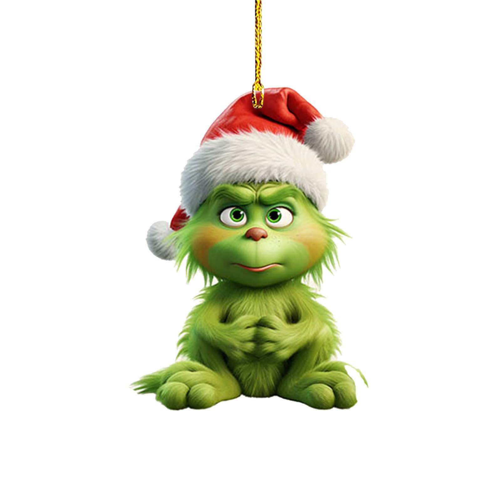 Nuevo producto transfronterizo: Colgante de coche de dibujos animados de hombreito verde para niños, decoración para árbol de Navidad y hogar.