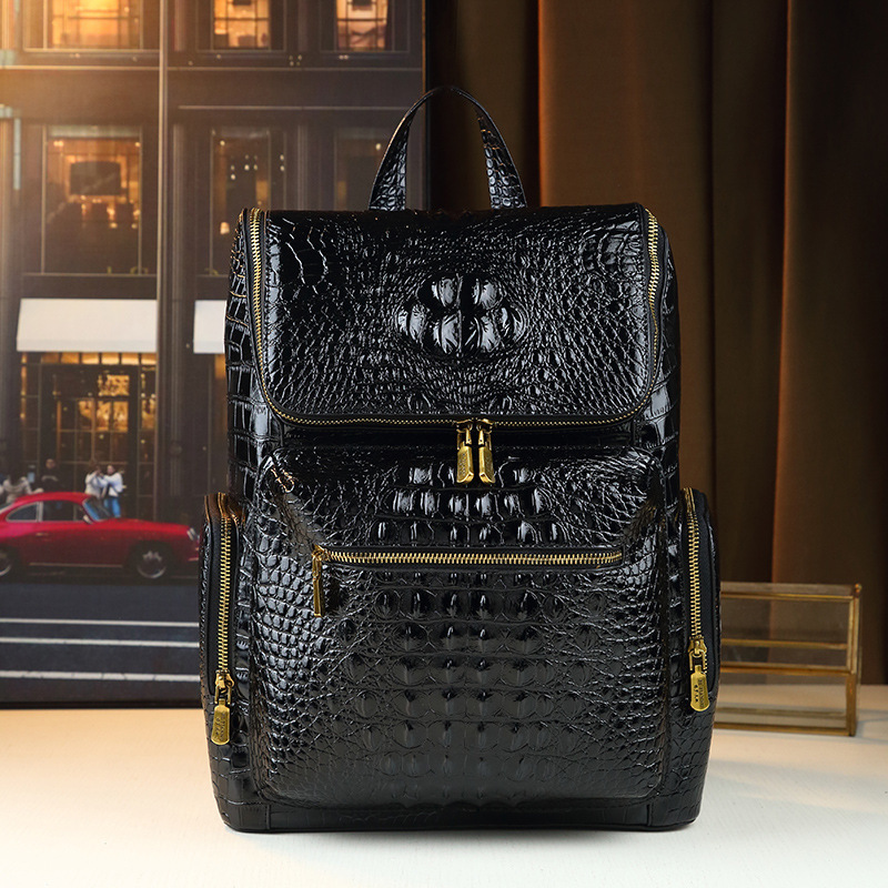Crocodile Pattern Backpack Unisex Large Capacity Schoolbag Anti-theft Big Bag Casual Travel Backpack Fashion Trend