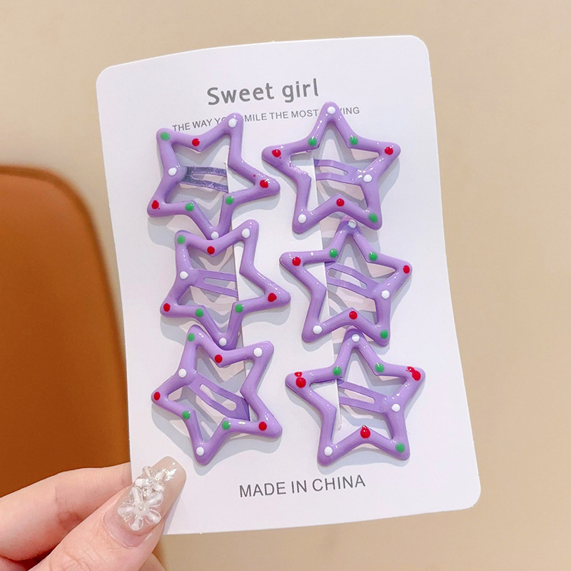 Pinza bb de color dopamina para niños cabello roto estrella de cinco puntas horquilla para niñas que no lastima el cabello, pinza para el cabello con flequillo para bebés, accesorios para el cabello lindos