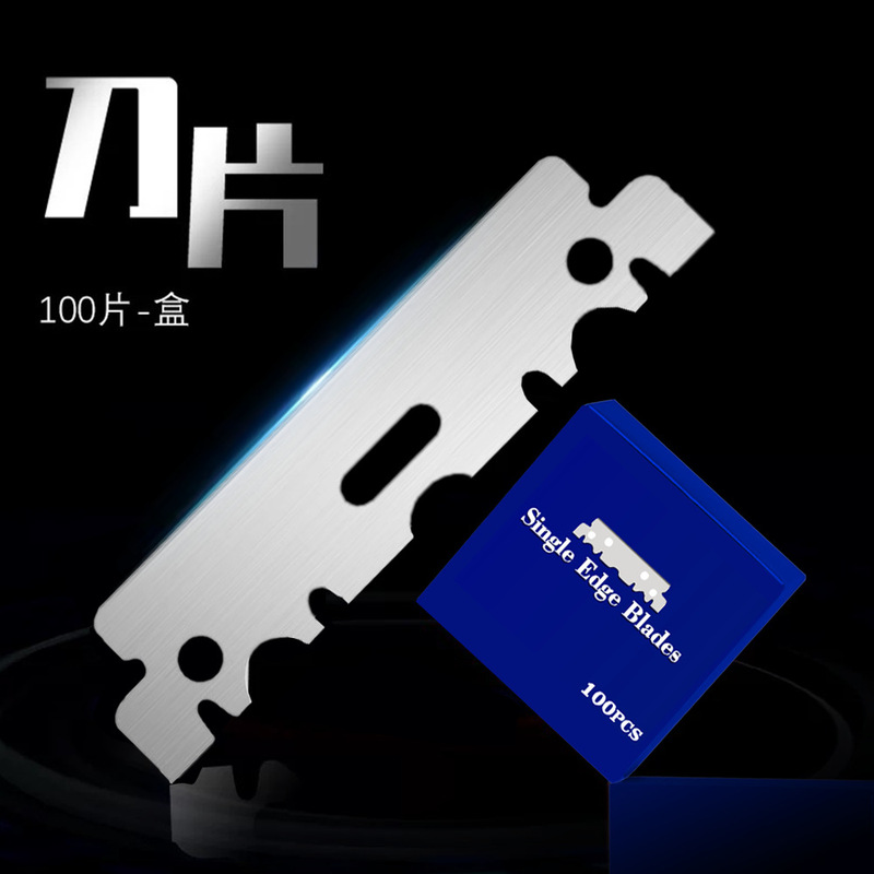 Hairdressing Razor Blade Stainless Steel Old-Fashioned Manual Knife Holder Single-Edged Razor Blade Half-Edged Blade for Hair Salon