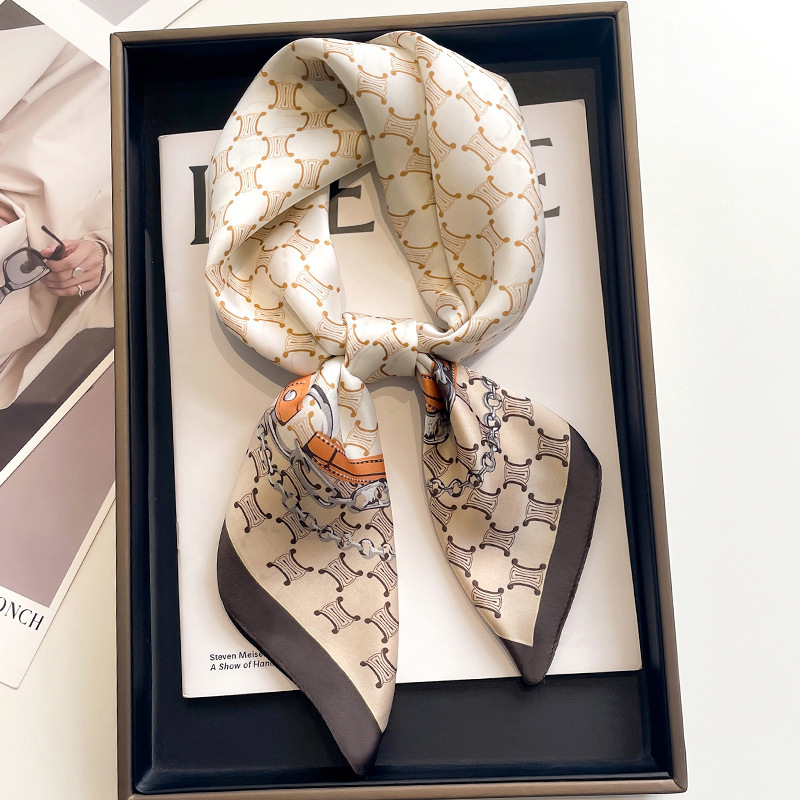 Small square scarf silk scarf for women Spring and Autumn summer Square business wear matching shirt neck protection scarf thin scarf