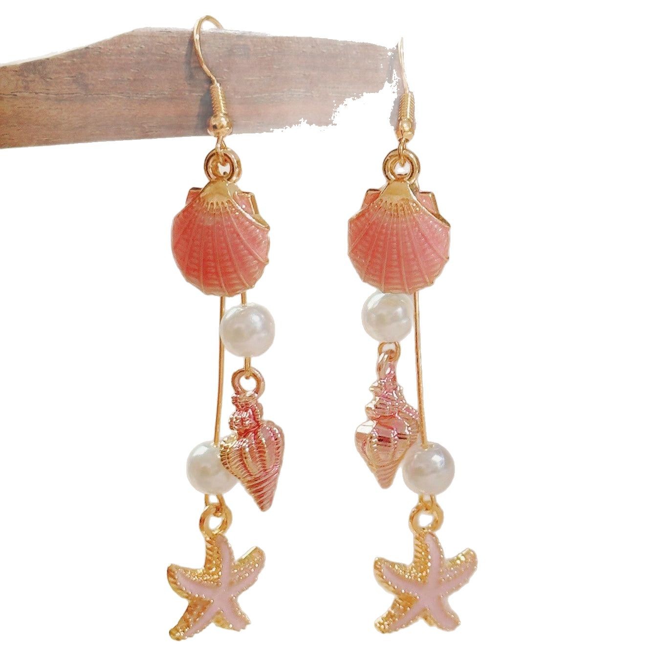 Orecchini a conchiglia bohémien pink girly stile y2k donna_voghion.com