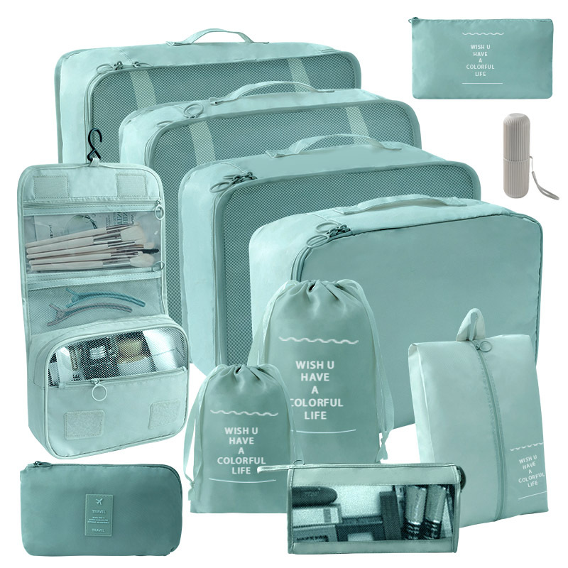 12 장 세트 [7 장 세트 + 소묶음 포켓 + 트라이앵글 백 + 후크 백 + 디지털 백 + 워시 컵] 레이크 블루