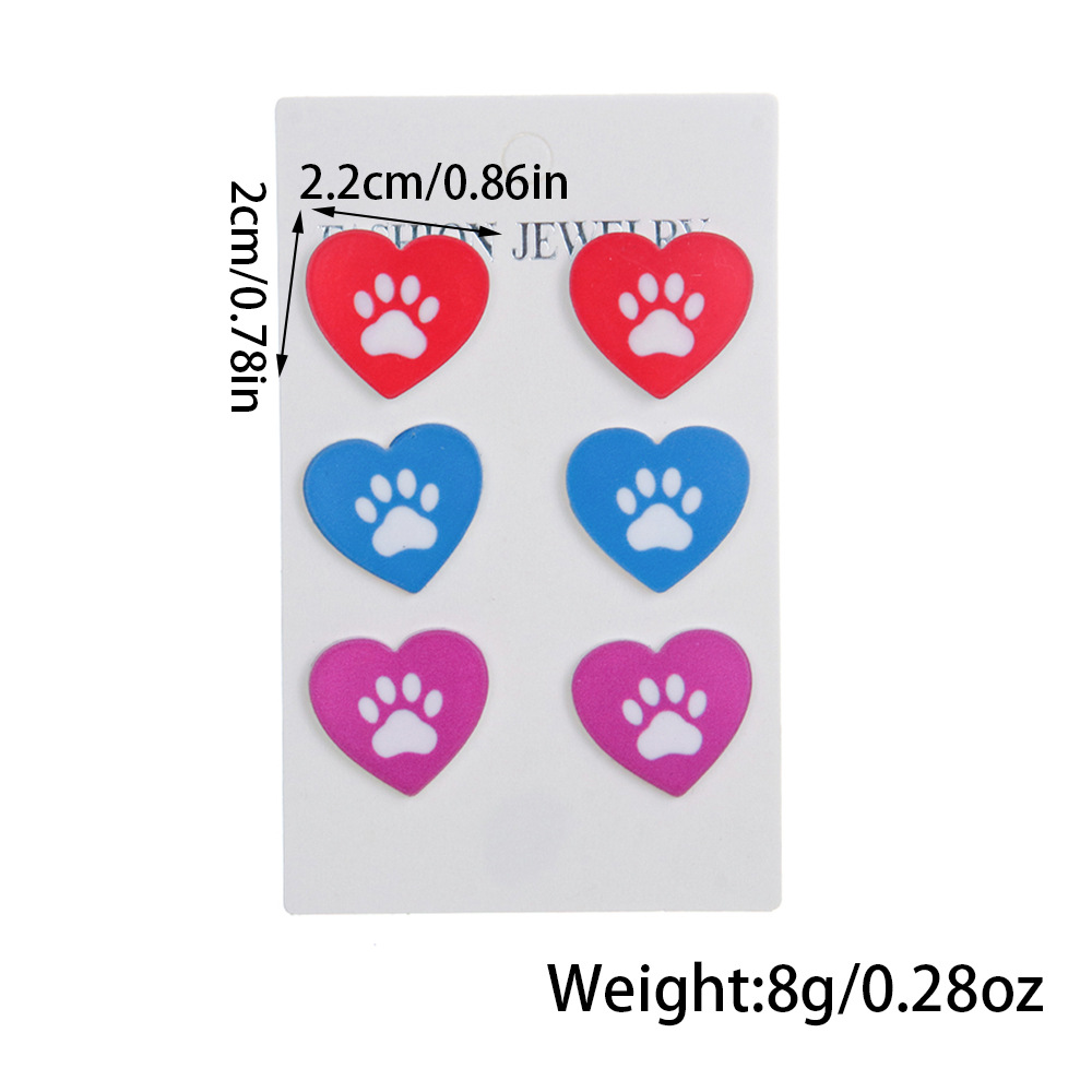 14g Weight 304 Stainless Steel Ear Needle Material Ear Studs Classification 1 Set Quantity Holiday, Daily Occasion Acrylic Material Printing, Animal Pattern Women's Gender Cute Style 1 Set Cute Printing Animal Arylic Ear Studs 3