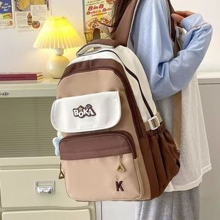 Japanese Style Cute Girl Schoolbag Women's Korean Style Retro Color Contrast Senior high school Student Junior High School Student Backpack Large Capacity Backpack