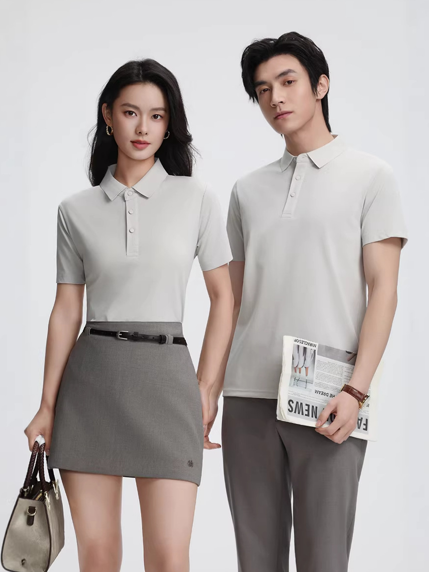 Hielo de alta gama sin marcas de verano ropa de trabajo polo personalizada logotipo de la empresa masculina con solapa transpirable ropa de trabajo corporativa