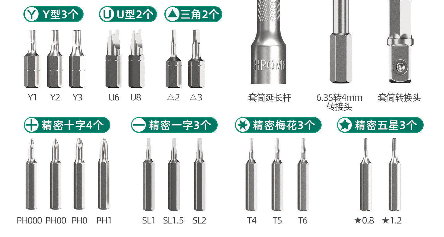 Green Forest [Moonlight Treasure Box] Ratchet Wrench Quick Dual-Use Mini Hex Key Three-In-One Socket Set