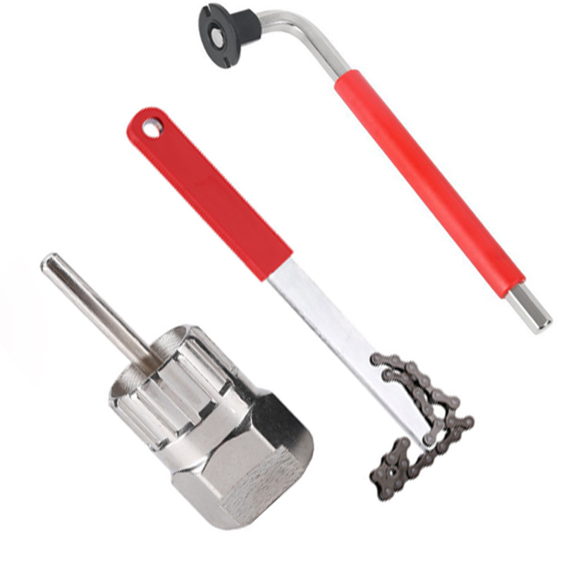 Split eje medio Placa de diente volante de bicicleta de montaña herramienta cortador de la cadena hexagonal llave de radios llave soporte