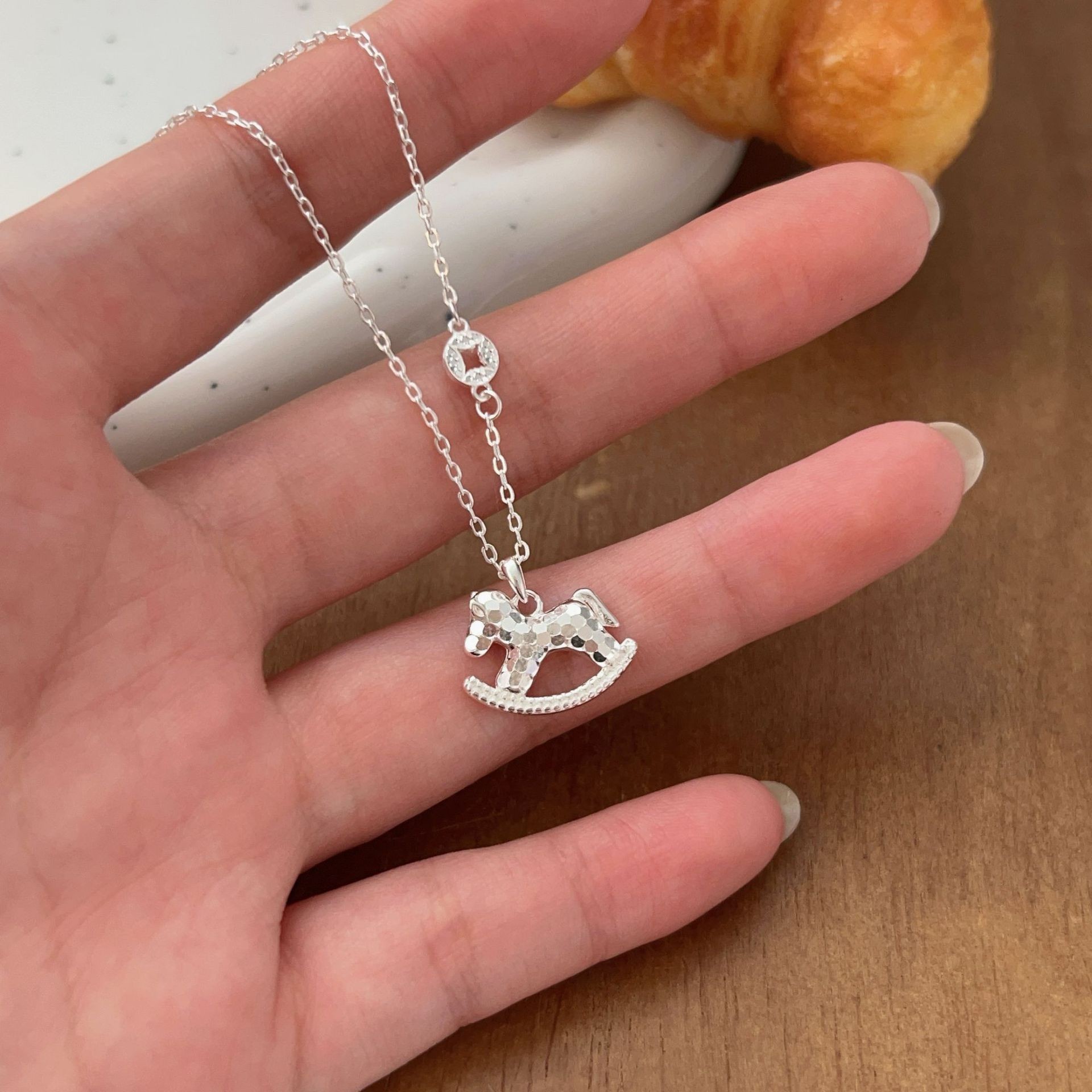 韩国韩版持恒S925纯银马上有钱项链女爆闪轻奢时尚高级感锁骨链潮