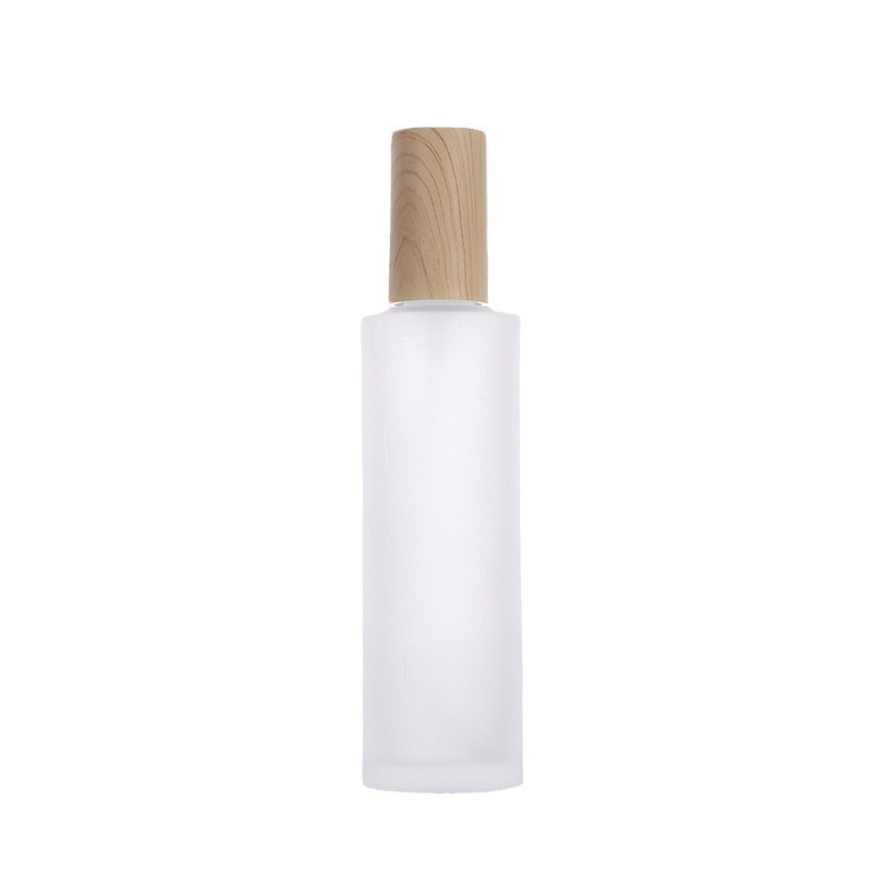 20-120ml botella de loción de vidrio esmerilado botella de spray cubierta de grano de madera botella cosmética
