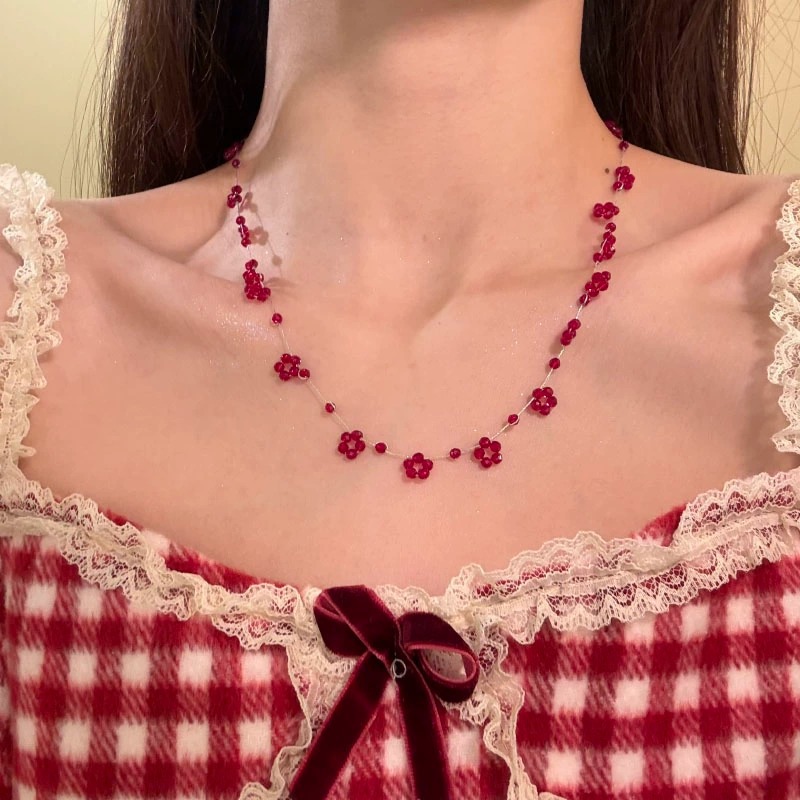 Summer Colorful Beaded Necklace For Women, Unique Design, 2025 New Model, Collarbone Choker Accessory, Trendy Neck Chain_voghion.com