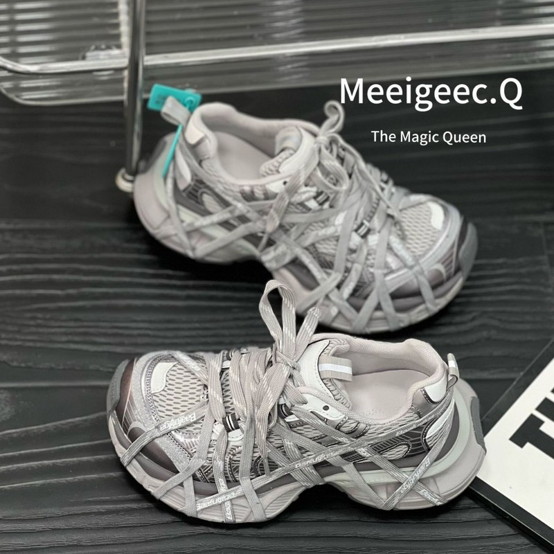 2025新款网红老爹鞋女鞋做旧液态银透气跑步鞋|undefined