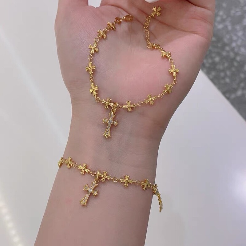 New Vietnamese Sand Gold Cross Accessible Luxury Luxury Bracelet Trendyy Versatile Stylish Safe and Versatile Gift for Girlfriend