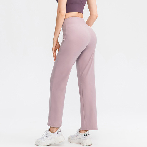 Loose yoga pants for women, double-sided nude feeling, skin-friendly high-waisted elastic fitness training pants, running sports pants 02334