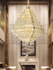 Crystal pendant, ceiling lamp for living room, square hotel lights for country house, European style, light luxury style