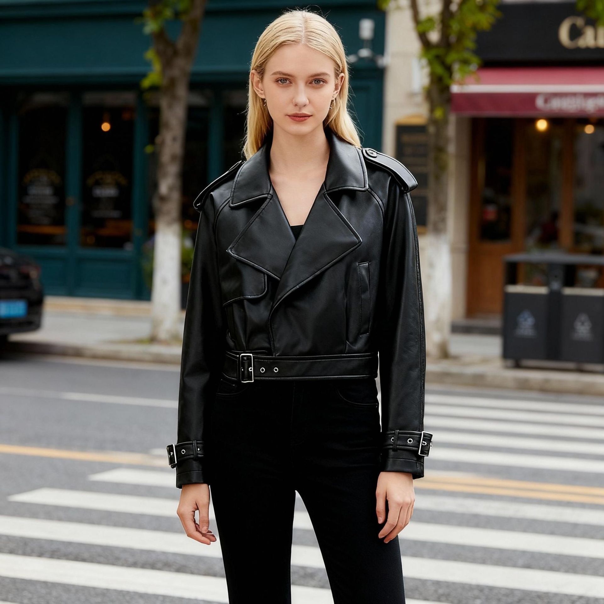 New Women's Coat Women's Looser Leather Cross-border PU Leather Jacket Women's leather jacket