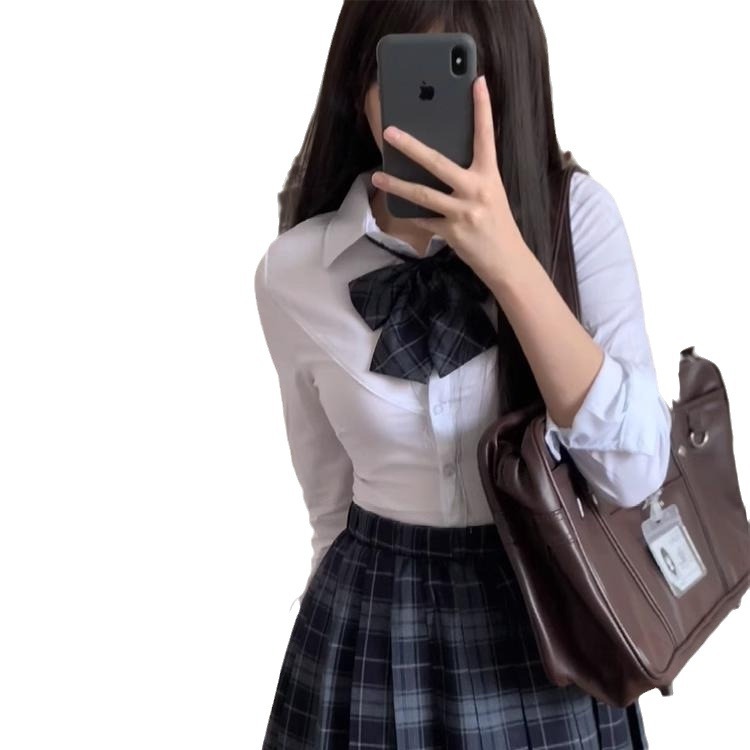 일본 JK 유니폼 꽉 뜨거운 여자 셔츠 여성 몸집이 작은 슬림 슬림 디자인 허리 긴 소매 순수한 욕망 셔츠