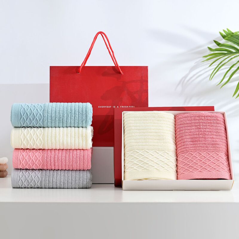 純綿バスタオルギフトボックス卸売 結婚式のお返し 会社贈答品 ジャカード織り ロゴ刺繍可能 イベント開店記念タオルギフトボックス|undefined