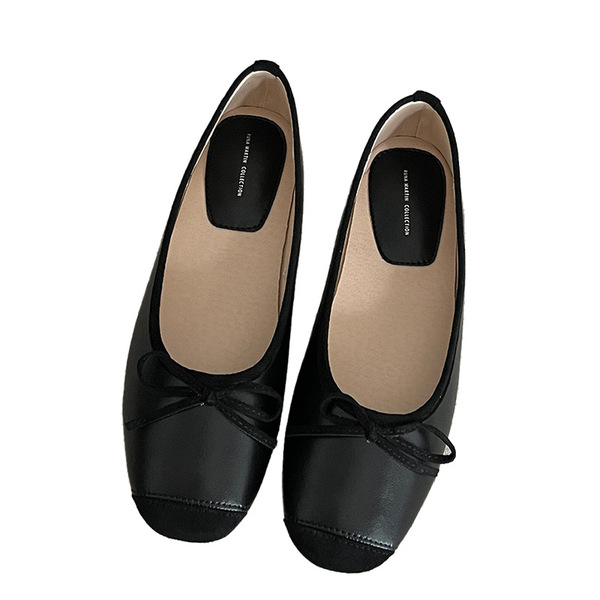 Summer retro shoes with bow flat