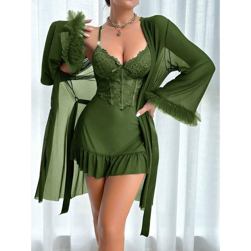 O1442 Dropshipping Aliexpress Amazon Cross-Border New Women's Two-Piece Lace Pajama Set Adjustable