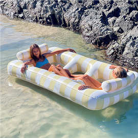 成人水上pvc充气躺椅 充气上新 条纹吊床新款水上跨境带网浮床