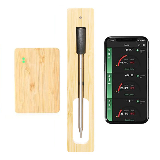 (2개) 여행 스마트 무선 블루투스 바베큐 온도계 주방 고기 온도계 가정용 오븐 식품 온도계