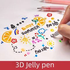 Colin 3D Stereo Jelly Pen DIY Fluorescent Pen Doodle Glass Painting Pen Journal Pen Student Colorful Neutral Pen