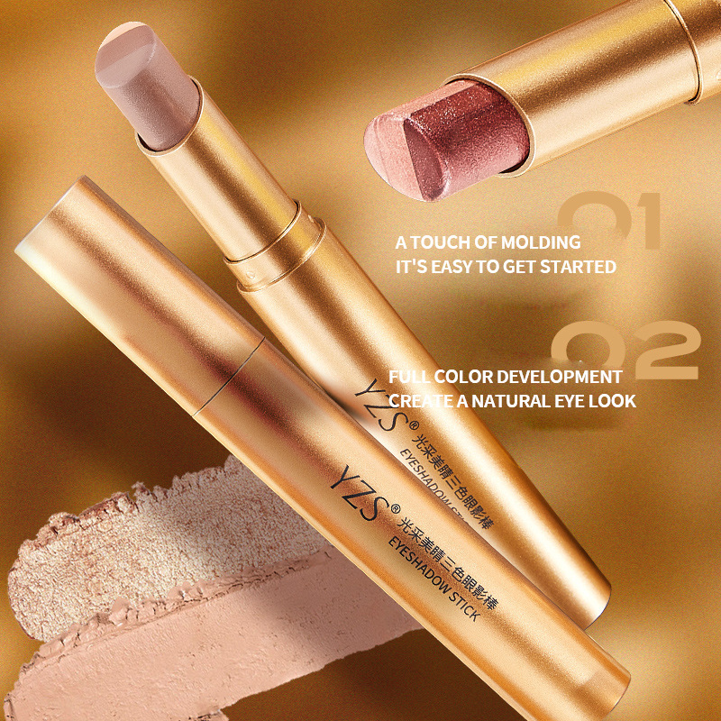 国境を越えた人気のYZS Radiant Beauty 3色アイシャドウスティック グラデーショングリッター レイジー初心者アイシャドウ|undefined