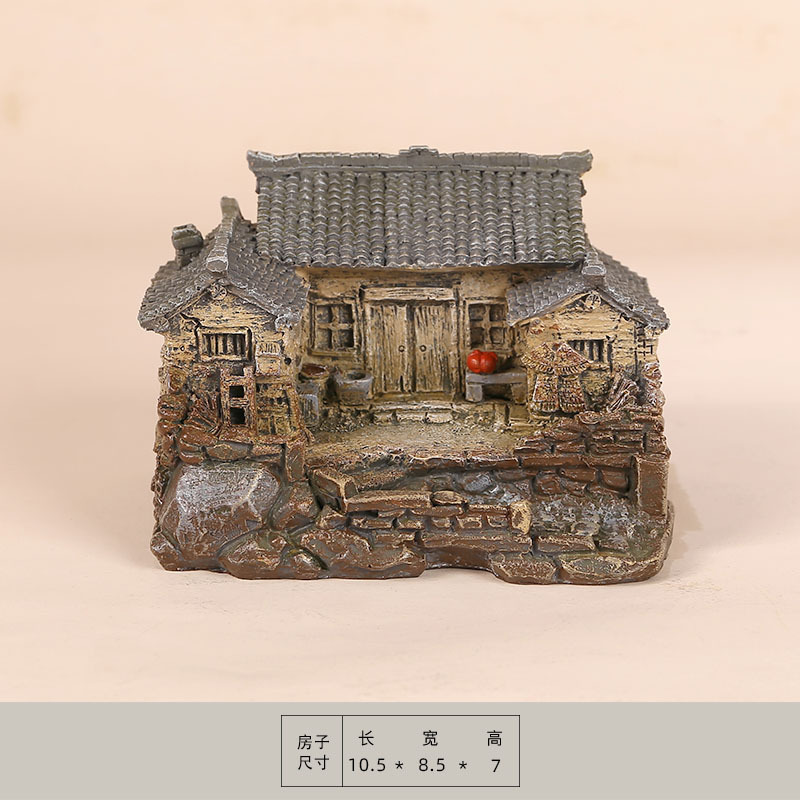 田园迷你小房子树脂摆件桌面茶几车载装饰花盆盆栽造景装饰小礼物|undefined