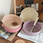 ins风陶瓷双耳碗空气炸锅烤碗微波炉烤箱专用碗沙拉碗蒸蛋碗餐具