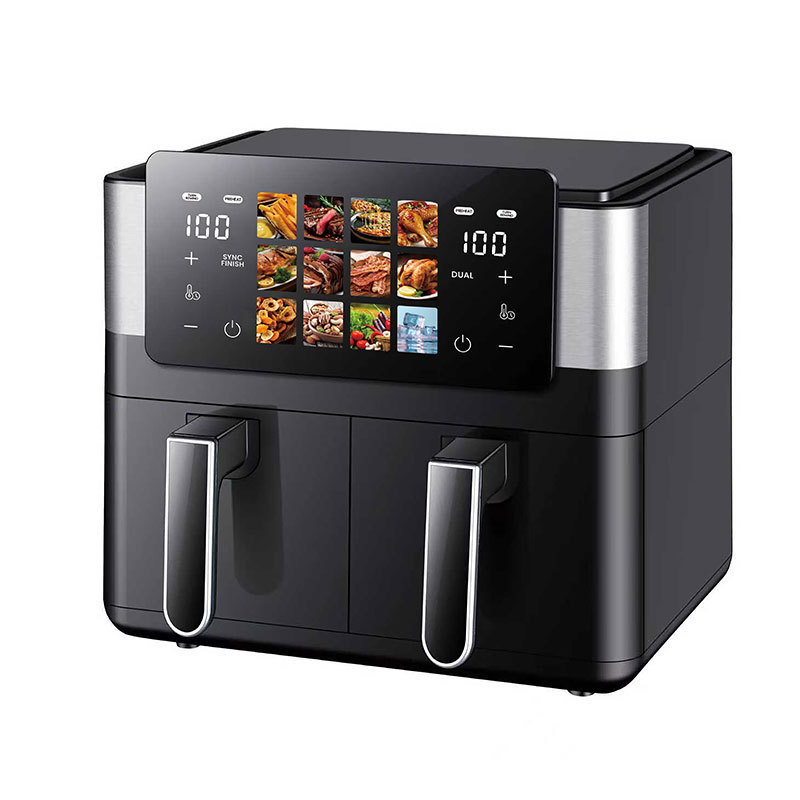 Freidora de aire transfronteriza doméstica multifuncional de doble silo 8L freidora eléctrica de gran capacidad, horno eléctrico inteligente de papas fritas, OEM