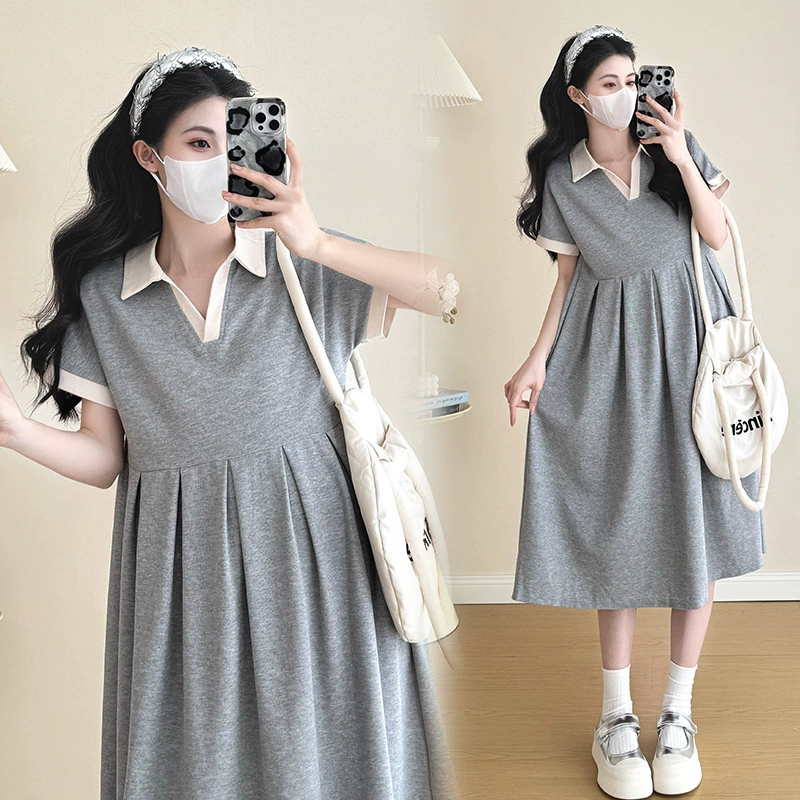 Платье для беременных, юбка для матери, oversize, облегающее, с коротким рукавом, для подростков