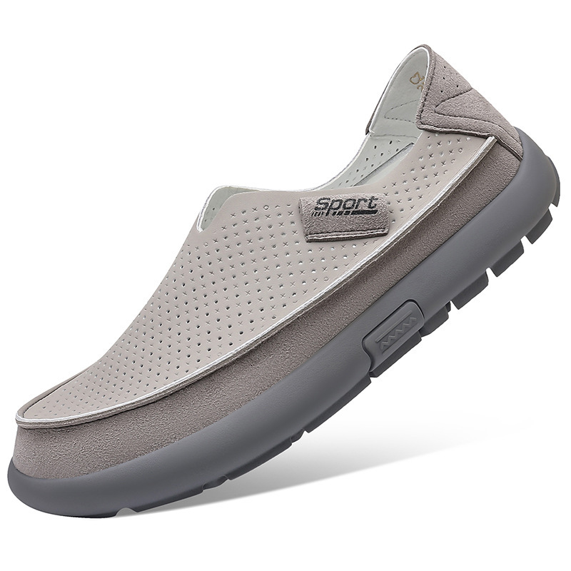 Slip-On Casual Trendy Shoes, Low-Top Soft-Soled Shock-Absorbing Sneakers, Lightweight and Comfortable Men's Versatile Leather Shoes