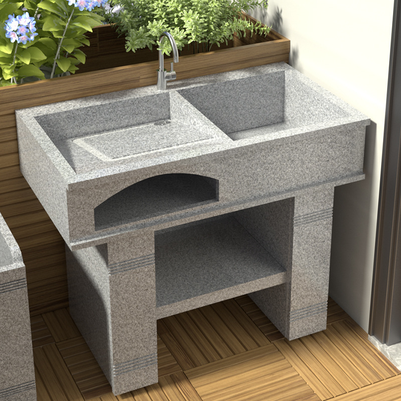 Outdoor Marble Laundry Sink with Washboard for Home Outdoor Courtyard Terrace Spliced ​​Washing Basin Stone Sink