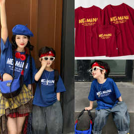 亲子装夏季短袖t恤一家三口条纹婴儿爬服纯棉卡通洋气夏天母女装