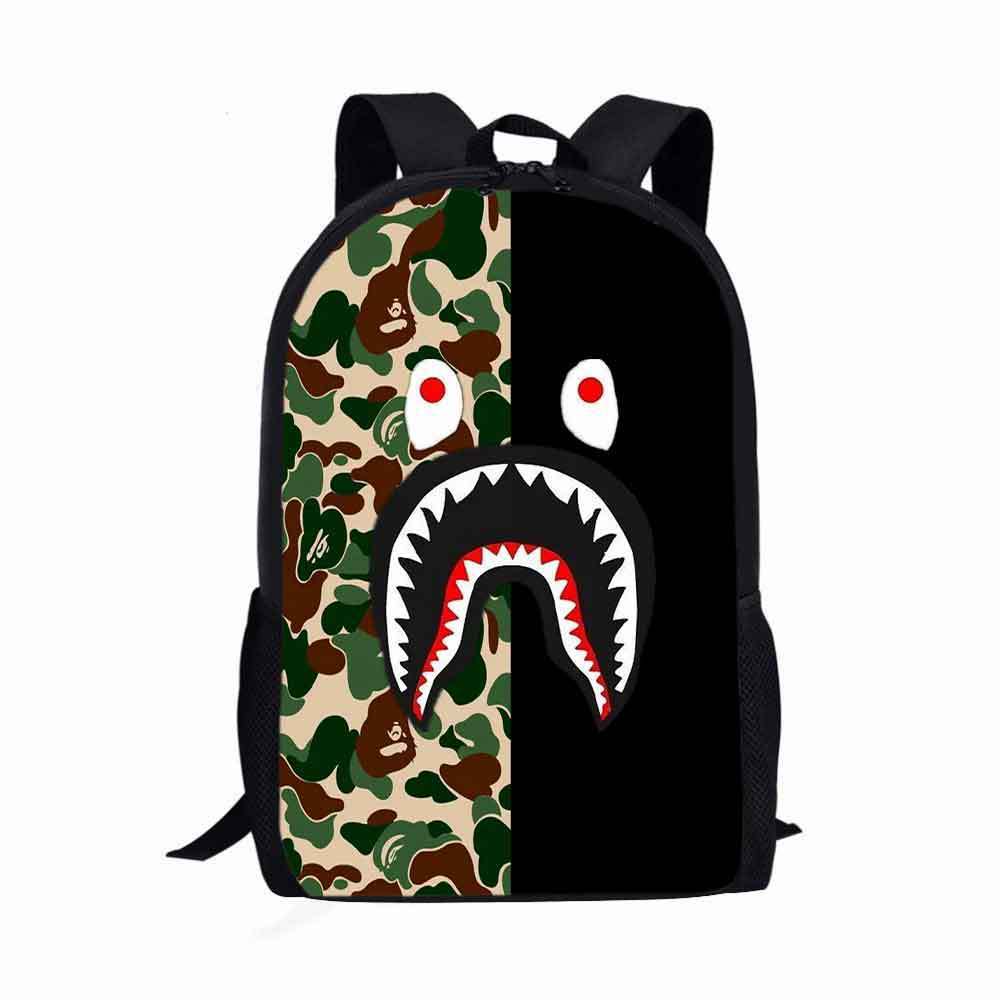 Estudiante de la escuela primaria mochila camuflaje tiburón logotipo imprimible de gran capacidad Mochila para niños mochila de dibujos animados transfronteriza entrega