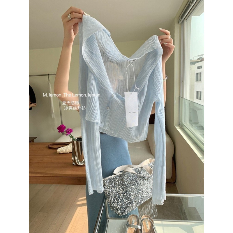 White ice silk knit sun protection cardigan, thin coat/shawl for women, perfect for summer wear with a slip dress or as an outer layer.
