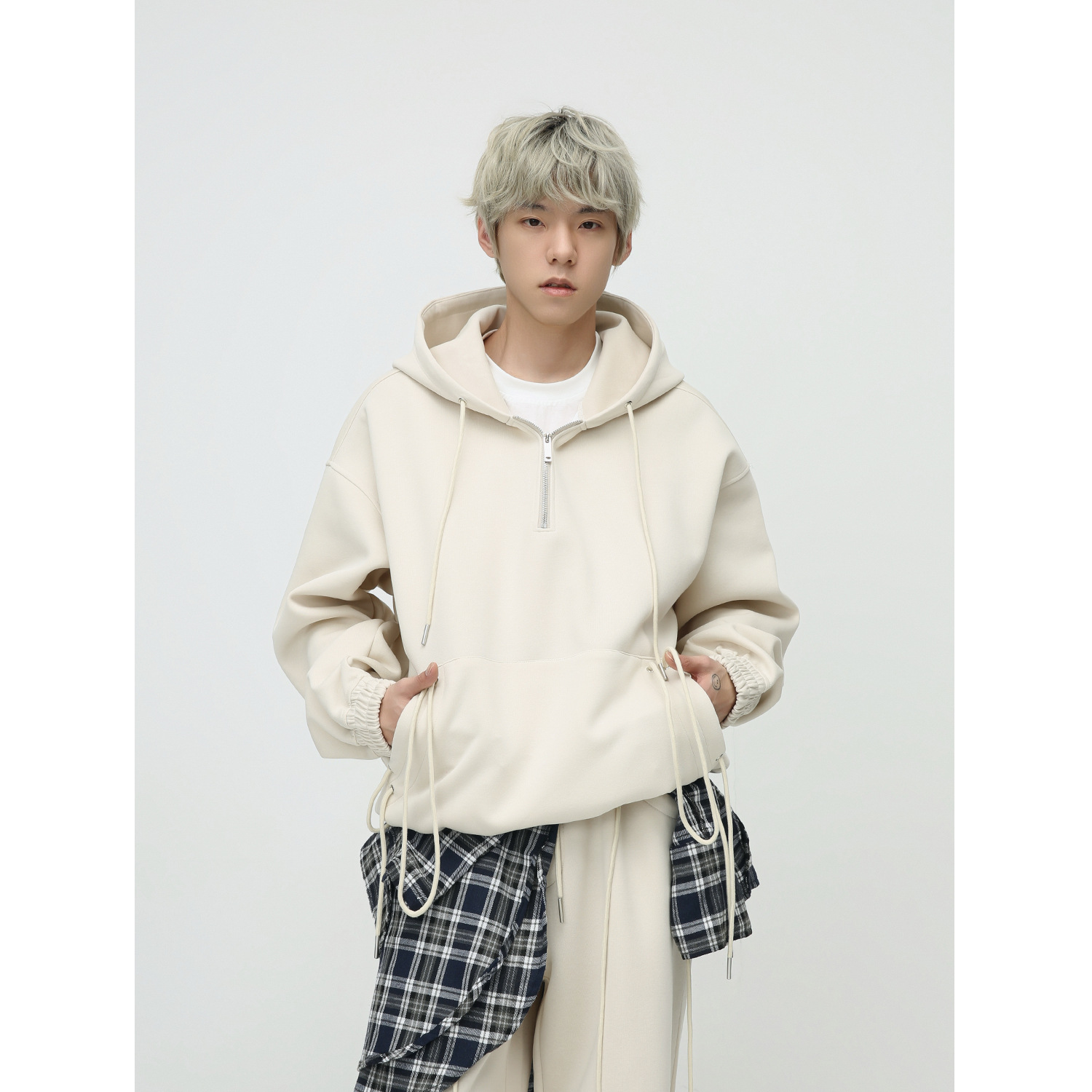 Korean Style Loose Drawstring Hooded Leisure Sports Sweater