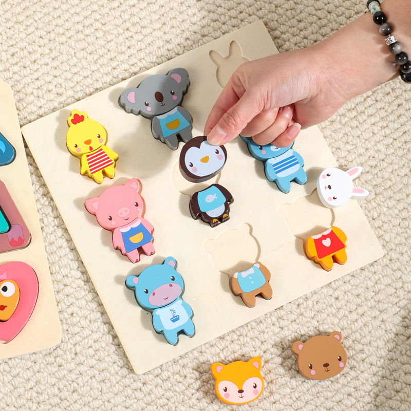 Montessori educación temprana juguetes educativos para niños Montessori rompecabezas educativo juguetes de madera rompecabezas a juego tablero de rompecabezas al por mayor