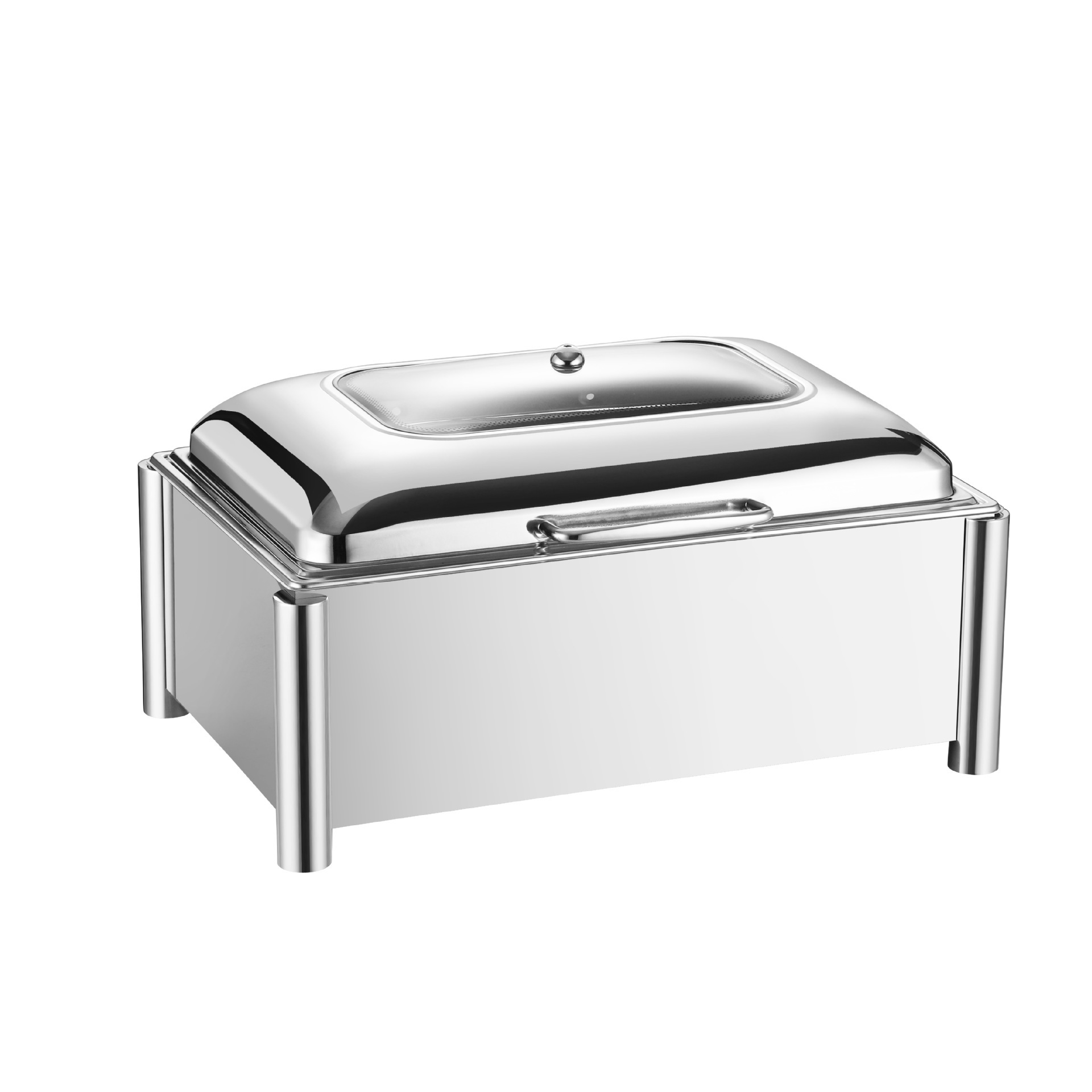 Large Stainless Steel Visible Buffet Stove for Hotels, Commercial Insulated Buffet Stove, Rectangular Alcohol-Heated Food Warmer